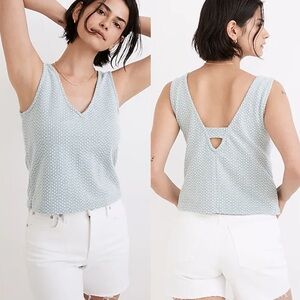 Madewell Jacquard Peekaboo-Back Crop Tank in Faded Shale